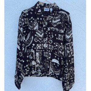 Chicos Design Womens Textures Light Boho Cover Up Jacket Brown Sz 3